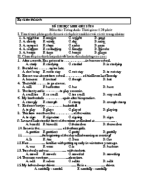 Bộ đề thi chọn học sinh giỏi môn Tiếng Anh Khối 8